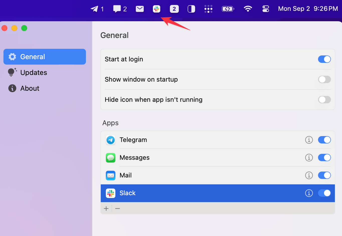 Add Slack to the menu bar with Badgeify