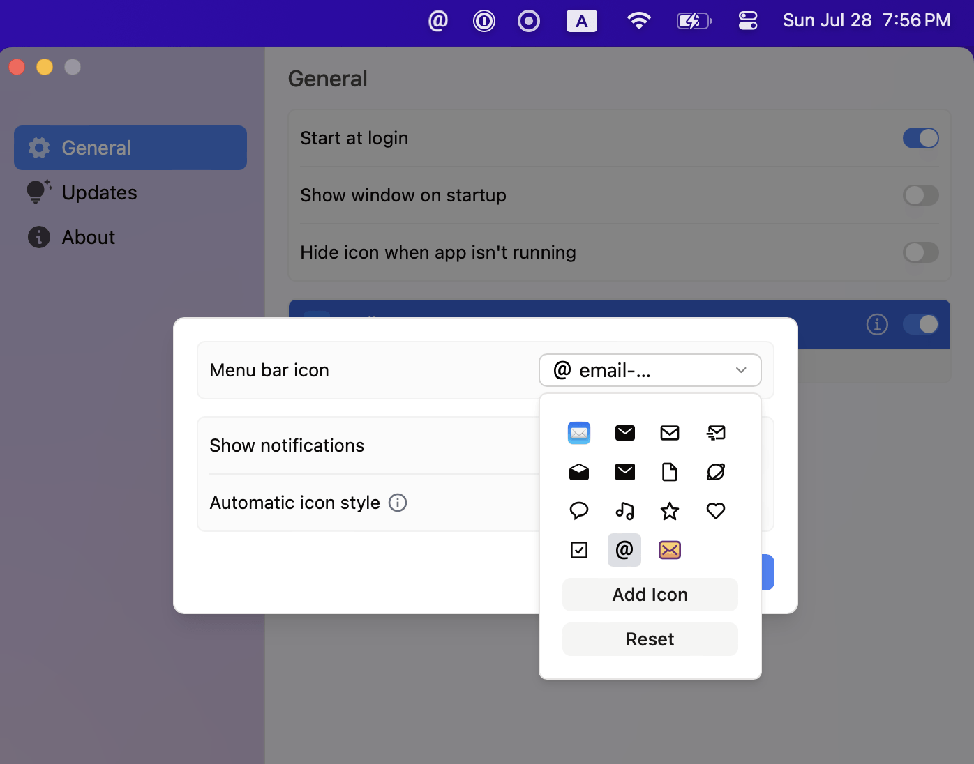 Customize icon