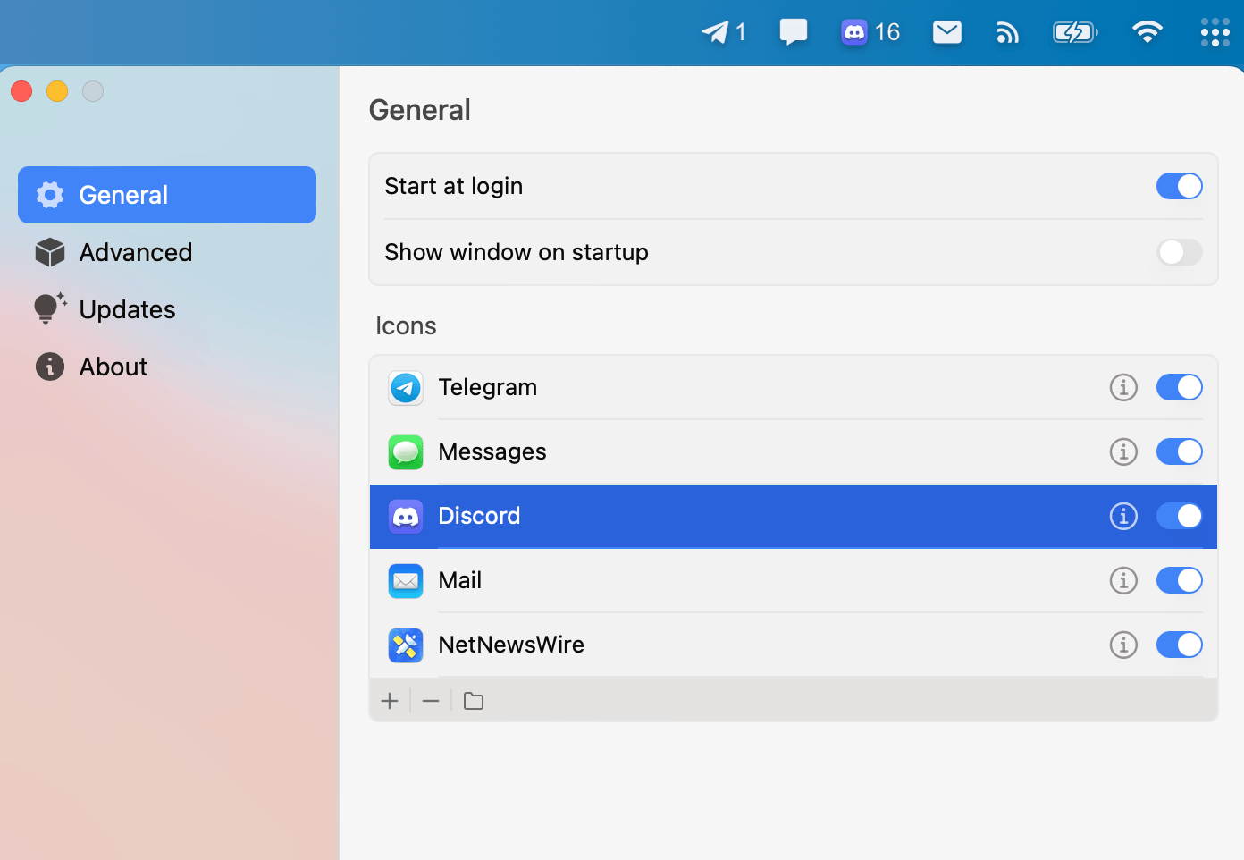 Add Discord to the menu bar