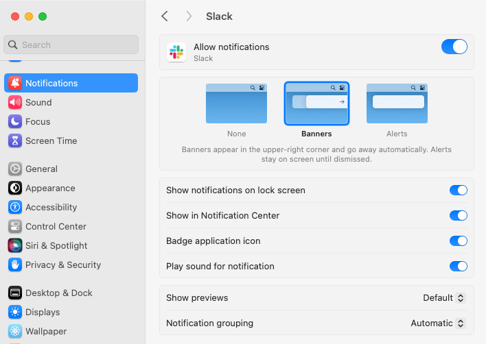 macOS Slack通知設定