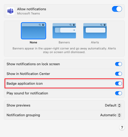 Make sure "badge application icon" is enabled